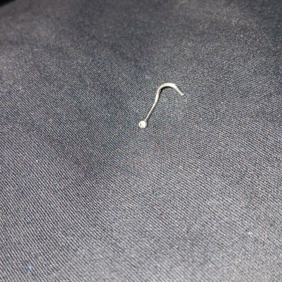 Corkscrew Nose Ring Gem Stud - Picture 2 of 2